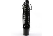 Bottines pole dance noir brillant bout ouvert talon 18 cm Bottines pole dance noir brillant bout ouvert talon 18 cm
