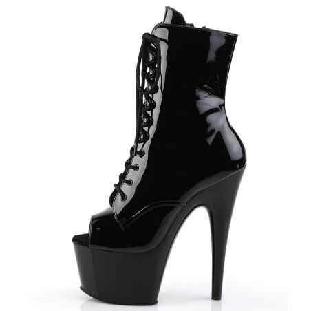 Bottines de spectacle noir verni grande taille plateforme 7 cm
