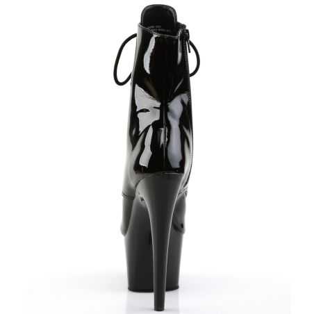 Bottines sexy à lacets noir vernis look classique et fétichiste