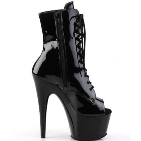 Bottines de scène pour modèles transgenres noir verni bout ouvert