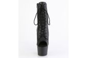 Bottines pole dance cuir noir mat bout ouvert talon 18 cm Bottines pole dance cuir noir mat bout ouvert talon 18 cm