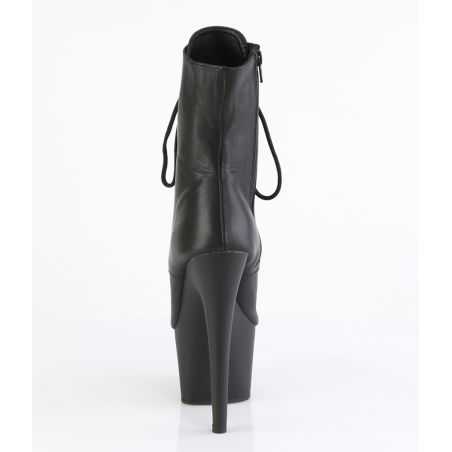 Bottines sexy à lacets cuir noir souple look fétichiste haut de gamme