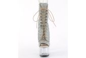 Bottines pole dance strass argentés bout ouvert talon 18 cm Bottines pole dance strass argentés bout ouvert talon 18 cm
