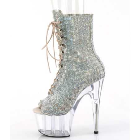 Bottines de spectacle à strass grande taille plateforme 7 cm