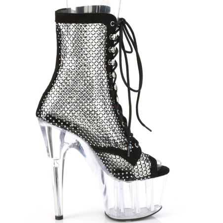 Bottines de scène pour modèles transgenres mesh noir et reflets AB