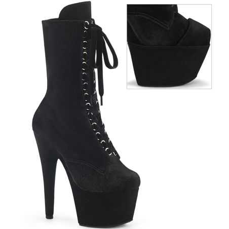 bottines-velours-noir-haut-talon-plateforme-lacees-pole-dance