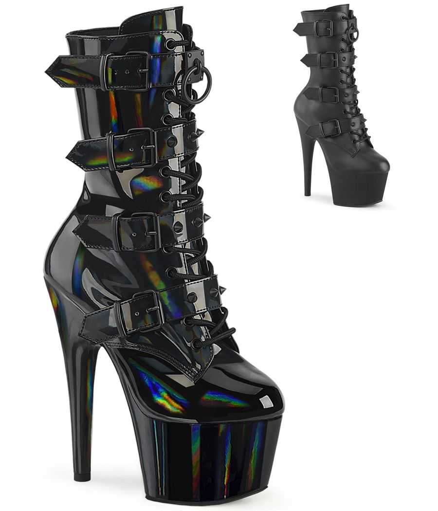 bottines-haut-talon-plateforme-quatre-sangles-clous-pointes-metal-lacees