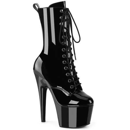 bottines-noir-vernis-plateforme-recouverte-haut-talon-lacees-pole-dance