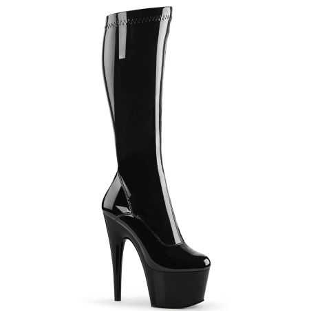 bottes-plateforme-noir-verni-pole-dance-stretch-talon-18cm