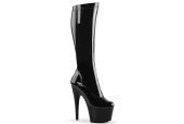 bottes-plateforme-noir-verni-pole-dance-stretch-talon-18cm bottes-plateforme-noir-verni-pole-dance-stretch-talon-18cm
