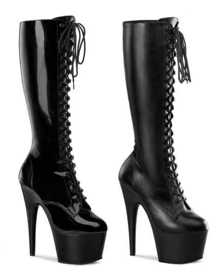 Botte Plateforme Lacée ADORE-2023 Noir-Verni-Mat