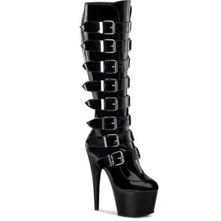 bottes-plateforme-noir-verni-multiples-boucles-pole-dance-talon-18cm