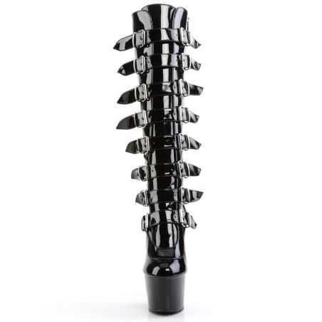 bottes-noir-verni-boucles-argentees-pole-dance-pleaser
