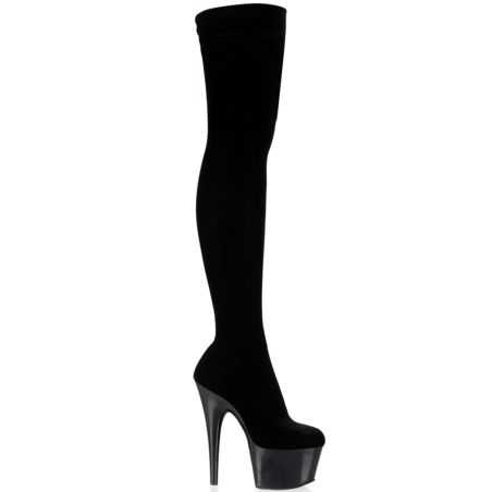cuissardes-noires-velours-stretch-sans-zip-talon-18cm-plateforme-adore-3002-pleaser