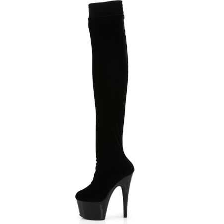 cuissardes-velours-noir-extensible-grande-taille-stabilité-plateforme-18cm-pleaser