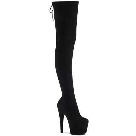 cuissardes-noires-suedine-premium-laçage-arriere-talon-18cm-plateforme-adore-3008-pleaser
