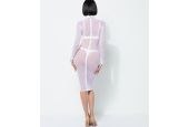 Robe fluide noire en voile synthétique transparent Patrice Catanzaro PC704106T19 à bordures wetlook.