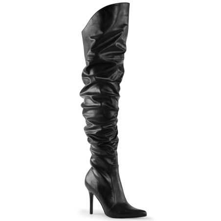 cuissardes-noires-mat-scrunch-premium-effet-plissé-talon-10cm-classique-3011-pleaser