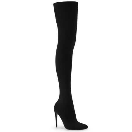 cuissardes-noires-nylon-stretch-premium-sans-zip-talon-13cm-courtly-3005-pleaser