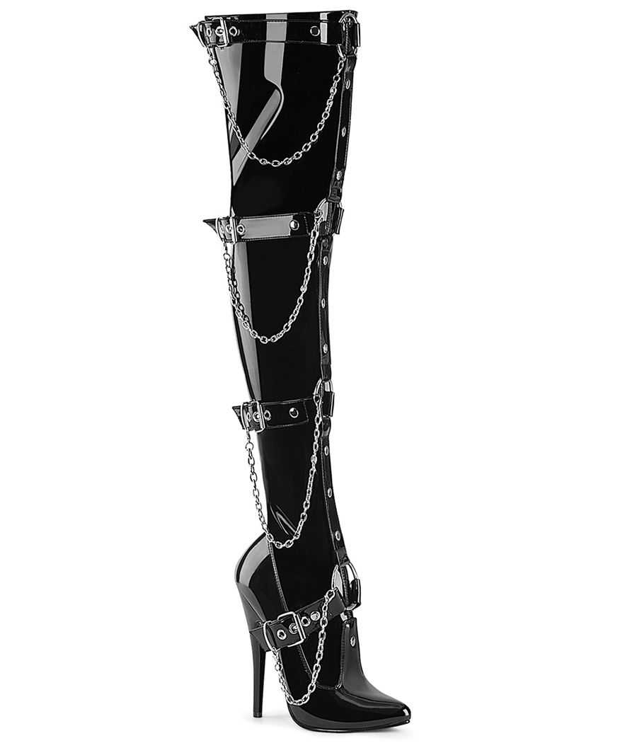 cuissardes-noires-vernies-chaines-metal-anneaux-talon-aiguille-15cm-domina-3027-devious cuissardes-noires-vernies-chaines-metal-anneaux-talon-aiguille-15cm-domina-3027-devious