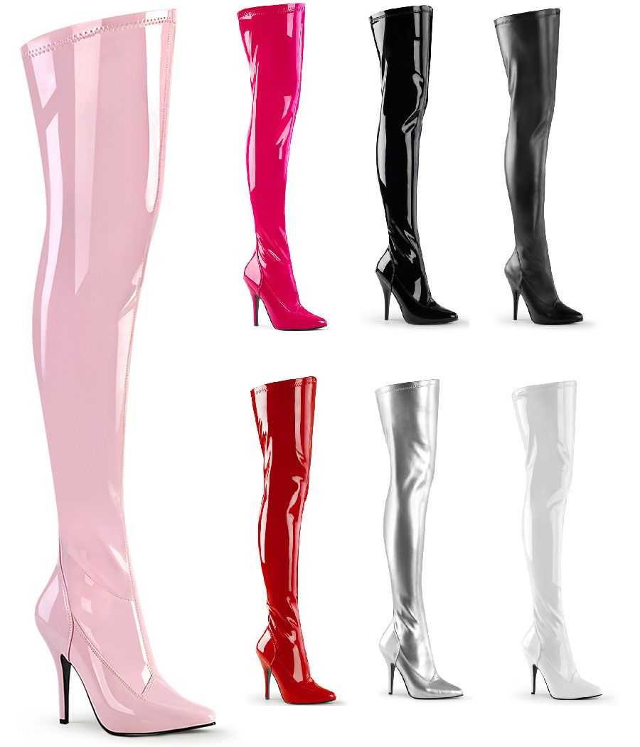 cuissardes-stretch-stiletto-sans-plateforme-multi-coloris-vernis-et-mat-talon-13cm-seduce-3000-pleaser
