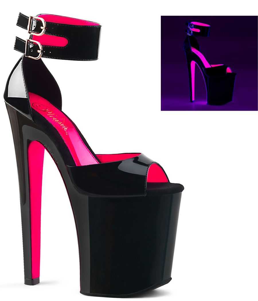 sandale-plateforme-20cm-noir-vernis-rose-fluo-uv-reactive-pleaser-xtreme-875tt sandale-plateforme-20cm-noir-vernis-rose-fluo-uv-reactive-pleaser-xtreme-875tt
