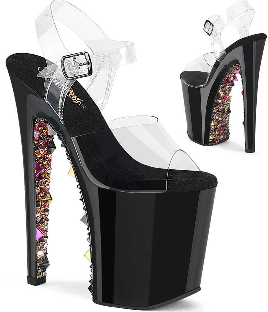 sandale-plateforme-transparente-noire-clous-pyramides-chrome-strass-talon-20cm-pleaser-xtreme-808pyrs