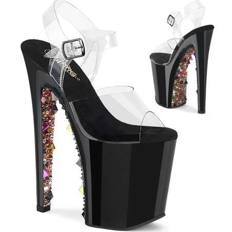 sandale-plateforme-transparente-noire-clous-pyramides-chrome-strass-talon-20cm-pleaser-xtreme-808pyrs