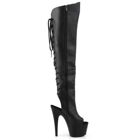 botte-noire-mate-talon-18cm-cuir-vegan-stretch