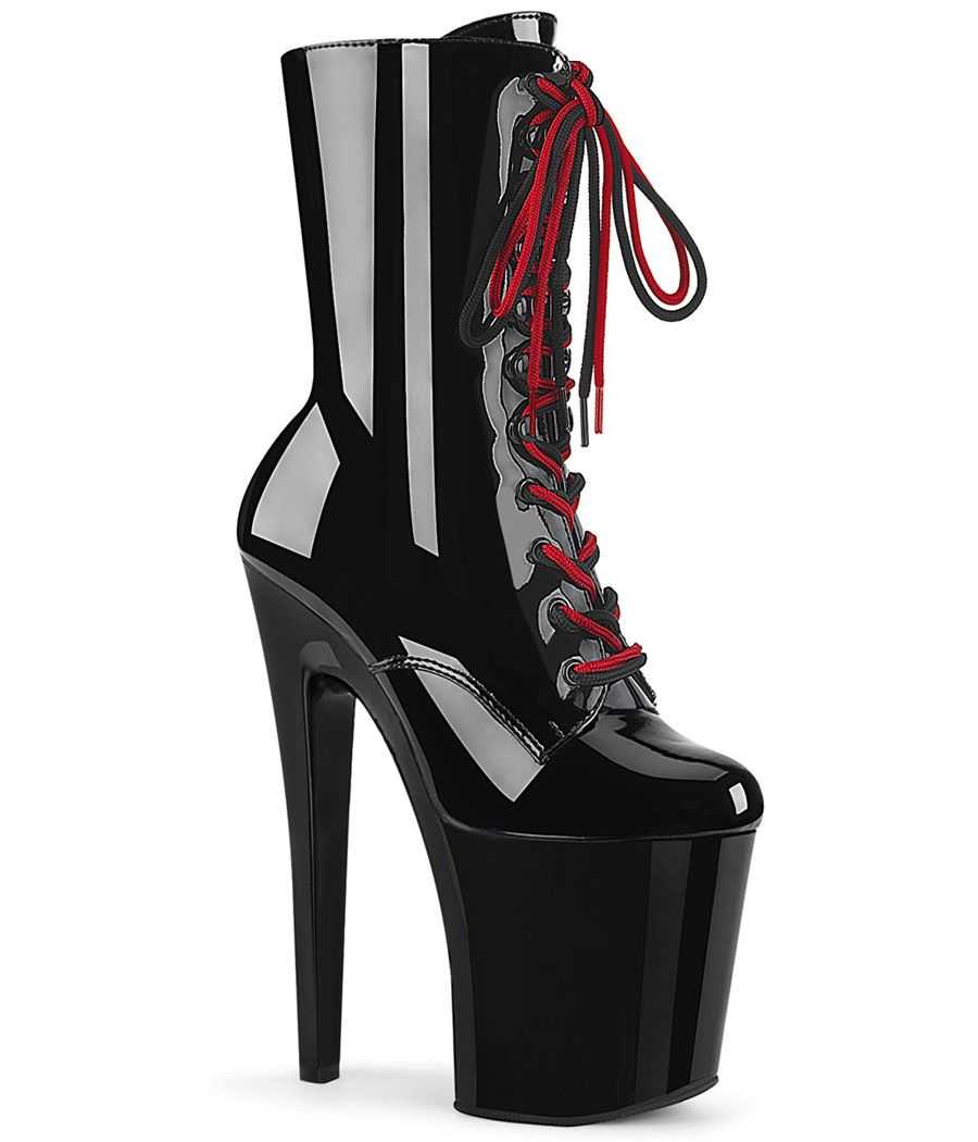 Bottines bicolores laçage haut plateau pole dance Pleaser XTREME-1020-1