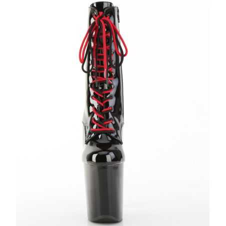 Bottines noir verni et plateforme rouge Pleaser XTREME-1020-1