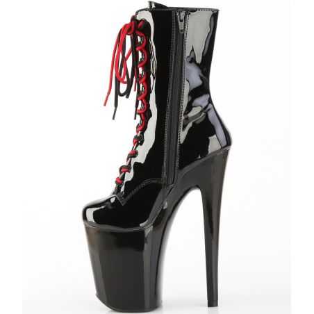 Bottines laquées noires avec talon et plateau rouge vif XTREME-1020-1