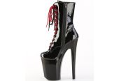 Bottines laquées noires avec talon et plateau rouge vif XTREME-1020-1