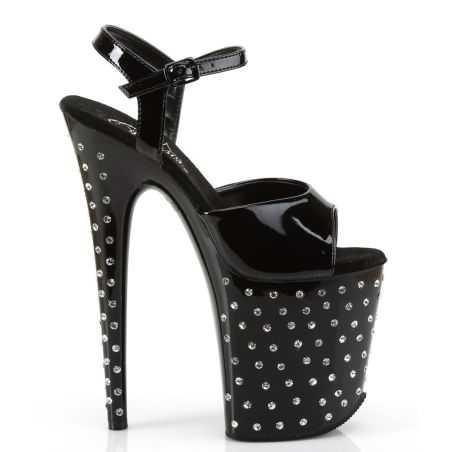 sandale-fetichiste-noire-vernis-cristaux-scintillants-pleaser