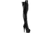 cuissarde-noire-vernie-peep-toe-lacage-frontal-pleaser-adore-3021gp-stiletto cuissarde-noire-vernie-peep-toe-lacage-frontal-pleaser-adore-3021gp-stiletto
