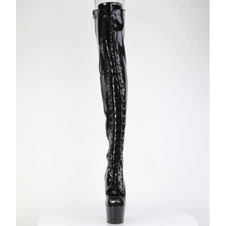 botte-haute-noire-brillante-bout-ouvert-lacets-avant-plateforme-wrap