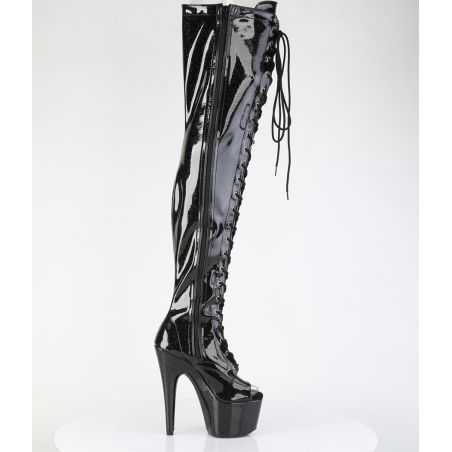 botte-noire-vernis-talon-18cm-plateforme-recouverte-monochrome