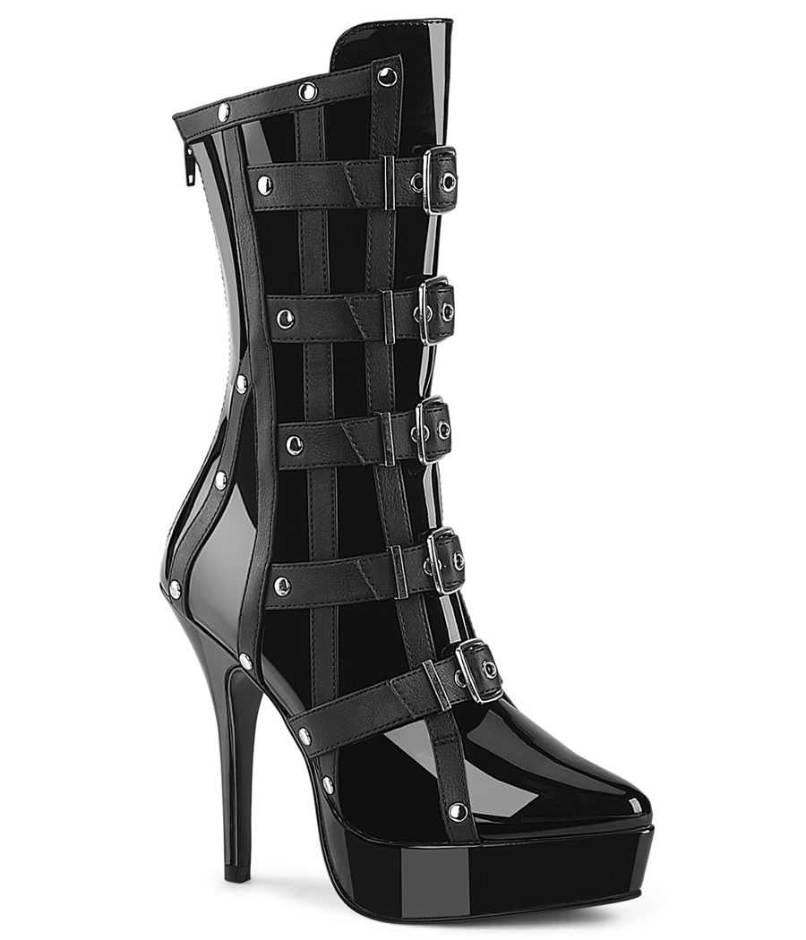 Bottines fétiches de luxe Devious Indulge 1038 à talons aiguilles, plateformes et guêtres amovibles LBDHT. Bottines fétiches de luxe Devious Indulge 1038 à talons aiguilles, plateformes et guêtres amovibles LBDHT.