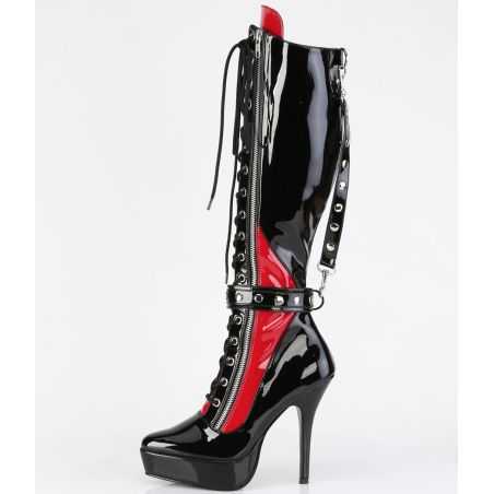 bottes-genou-vernis-noir-talon-haut-homme-femme