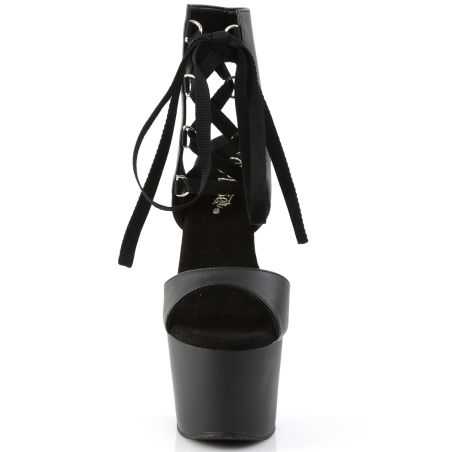 Open boots sombres à tige montante, laçage frontal ajustable et plateforme intégrée