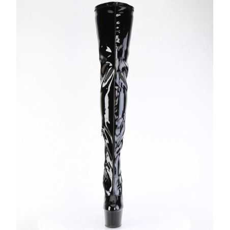botte-cuissarde-stretch-noir-vernis-entrejambe-talon-18cm-pleaser-adore-4000slt