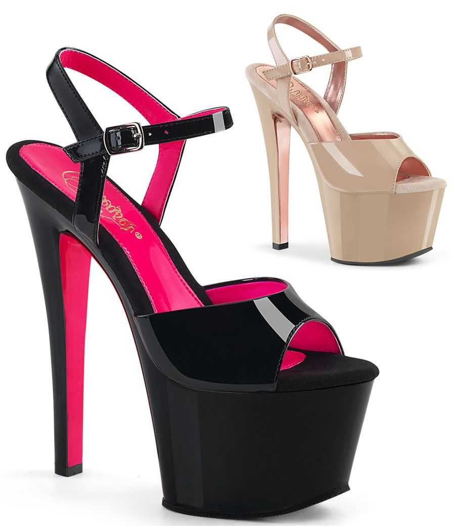 visuel-sandale-bicolore-vernis-plateforme-rose-neon-uv-et-caramel-talon-18cm-pleaser-sky-309tt