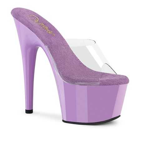 Mules transparentes à plateforme lavande et haut talon 18 cm Pleaser ADORE-701