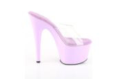 Mules originales à haut talon lavande et bride transparente pour tenue alternative ou show