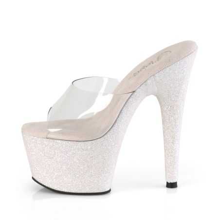 Mules rose saumon brillant Pleaser idéales pour le pole dance, la scène et les concours de beauté