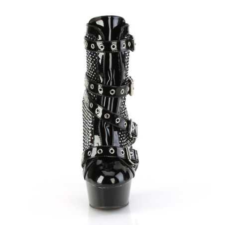 Bottines noir verni et mesh strass cristaux AB Pleaser DELIGHT-1013RM