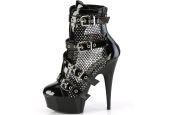 Bottines résille noire vernie à strass aurore boréale bout ouvert DELIGHT-1013RM