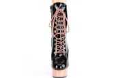 bottines-pole-dance-noires-plateforme-chrome-doré-miroir-pleaser