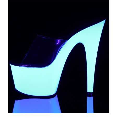 Mules réactives aux UV Pleaser idéales pour le pole dance, les clubs, la scène et les spectacles nocturnes