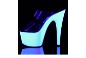 Mules blanches réactives aux UV Pleaser offrant un maintien renforcé pour le pole dance, la scène et les clubs Mules blanches réactives aux UV Pleaser offrant un maintien renforcé pour le pole dance, la scène et les clubs